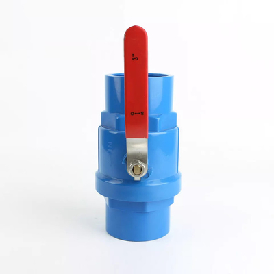 PVC plástico azul de la vávula de bola de 2 pedazos con la manija de acero inoxidable