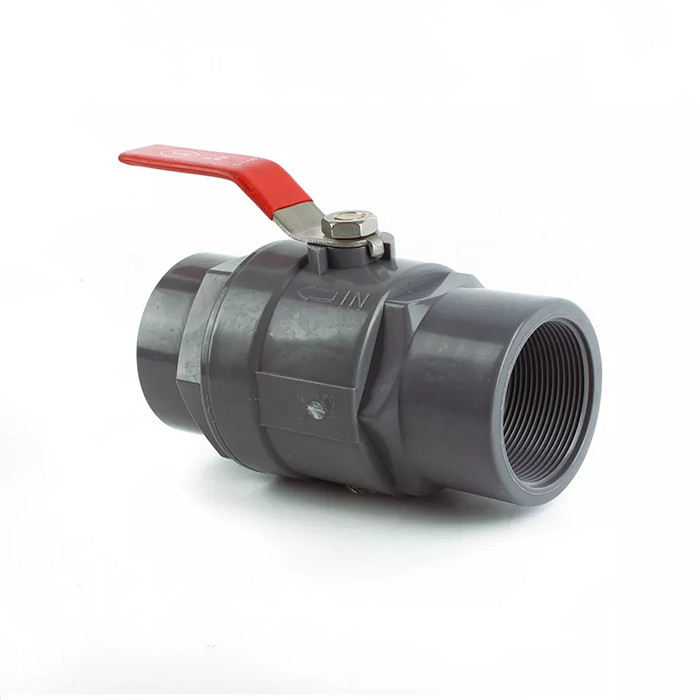 PVC negro 1.6MPa plástico de la vávula de bola de 2 pedazos con la manija de acero inoxidable