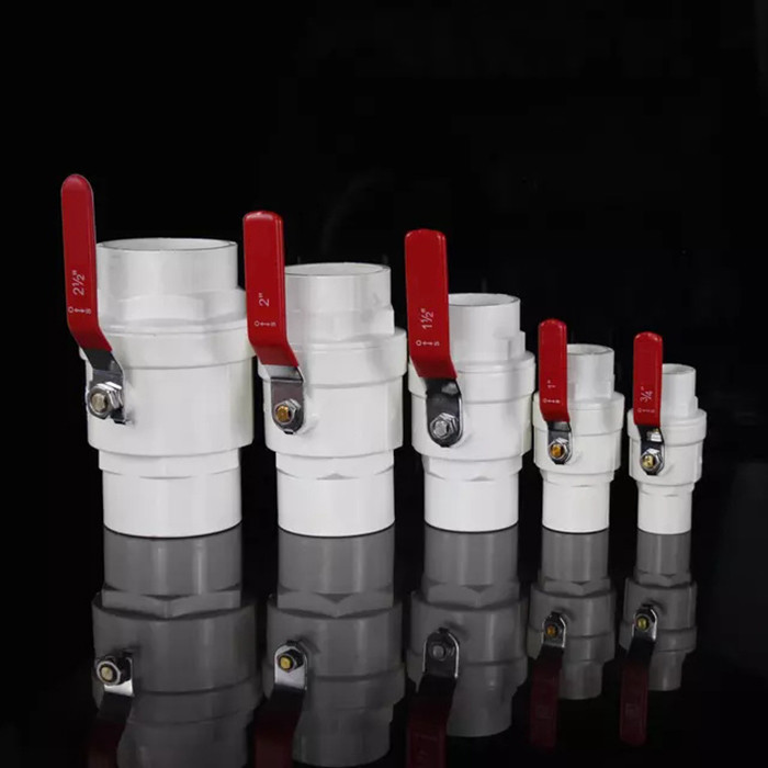 Vávula de bola de acero gris de la manija 2pc UPVC vávula de bola del Pvc de 1,5 pulgadas